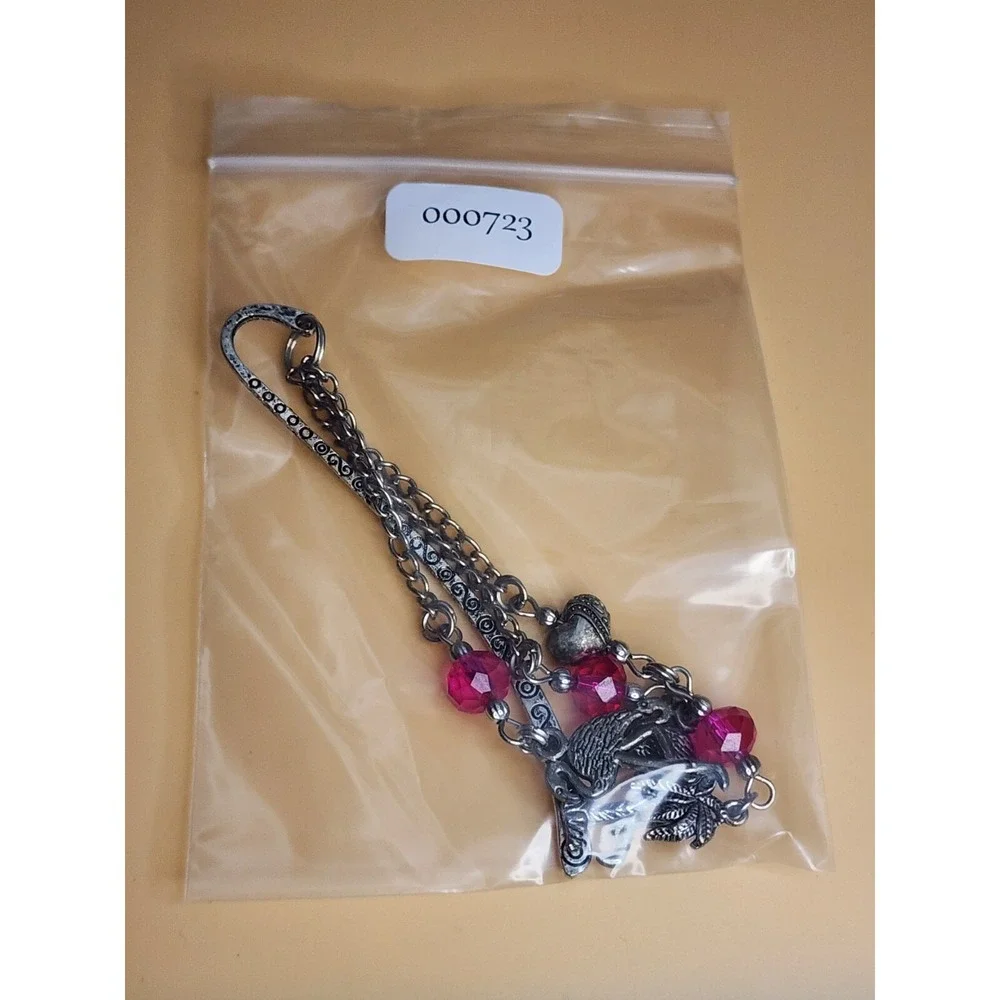 Flamingo & Palm‎ Tree Hot Pink Crystal Charm Bookmark Silver Plated FREE $HIP!!!